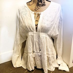 Anthropologie White Boho Blouse